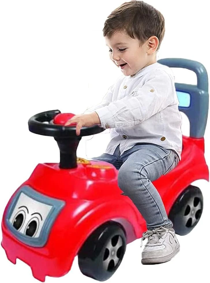 Masinute - Masinuta tip Premergator pentru Bebelusi cu Volan si Spatiu de Depozitare, Spatar Inalt - Model Formula 1  - Rosu cu Negru