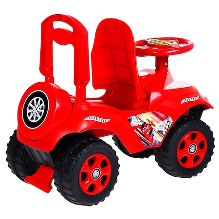 Masinute si vehicule pentru copii - Masinuta Tip Premergator Ride On, Spatar Protectie si Volan cu Muzica, Lumini si Sunete in Limba Romana, Rosu