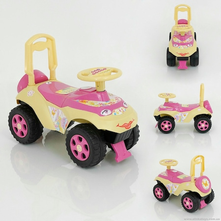 Masinuta Tip Premergator Ride On, Spatar Protectie si Volan cu Muzica, Lumini si Sunete in Limba Romana, Roz [4]