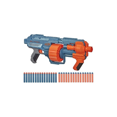 Arme de jucarie - Mitraliera Nerf Elite N -Strike 2.0 RD - 15, dotata cu Tambur Rotativ, 30 Gloante incluse in Set Multicolor