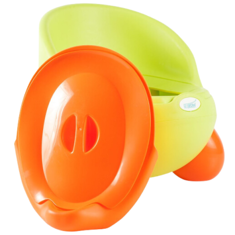 Olita Scaunel Bebe Ergonomic cu Capac , Scaun de Toaletă cu Picioruse  Antiderapante Throne pentru Antrenament WC - Verde cu Portocaliu [2]