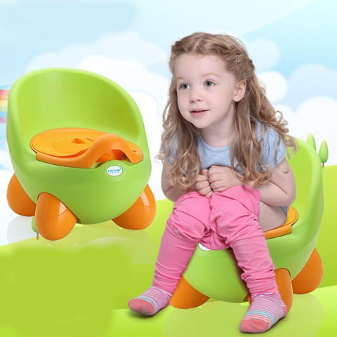 Olita Scaunel Bebe Ergonomic cu Capac , Scaun de Toaletă cu Picioruse  Antiderapante Throne pentru Antrenament WC - Verde cu Portocaliu [8]