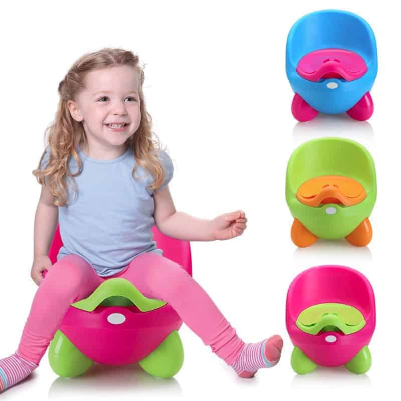Olita Scaunel Bebe Ergonomic cu Capac , Scaun de Toaletă cu Picioruse  Antiderapante Throne  pentru Antrenament WC -  Roz cu Verde [6]