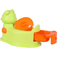 Olita Scaunel  pentru Bebelusi,  Vas Colector si Capac  Detasabil, Design Modern si Ergonomic - Model Ursulet  Verde cu Portocaliu [3]