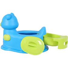 Olita Scaunel pentru Bebelusi, Vas Colector si Capac Detasabil, Design Modern si Ergonomic - Model Ursulet   Albastru cu Verde [1]