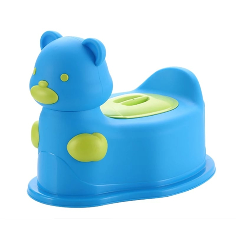 Olite si reductoare WC - Olita Scaunel pentru Bebelusi, Vas Colector si Capac Detasabil, Design Modern si Ergonomic - Model Ursulet   Albastru cu Verde