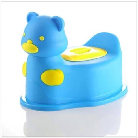 Olita Scaunel pentru Bebelusi, Vas Colector si Capac Detasabil, Design Modern si Ergonomic - Model Ursulet   Albastru cu Verde [3]