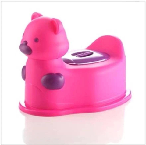 Olita Scaunel  pentru Bebelusi,  Vas Colector si Capac  Detasabil, Design Modern si Ergonomic - Model Ursulet   Roz cu Mov [2]