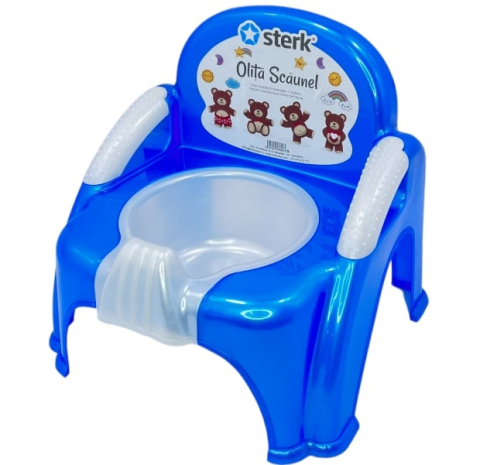 Olite si reductoare WC - Olita tip Scaunel cu Manere si Baza Detasabila, Design Ergonomic, Marginile Rotunjite si Suprafata Netedă Dimensiuni 26.5 x 29 x 31 CM  - Culoare  Albastru