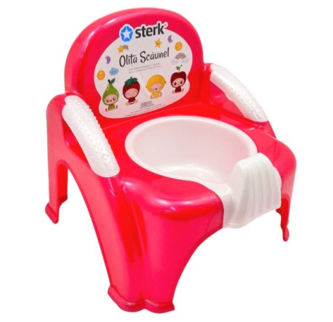 Olita tip Scaunel cu Manere si Baza Detasabila, Design Ergonomic, Marginile Rotunjite si Suprafata Netedă Dimensiuni 26.5 x 29 x 31 CM  - Culoare Rosie [3]