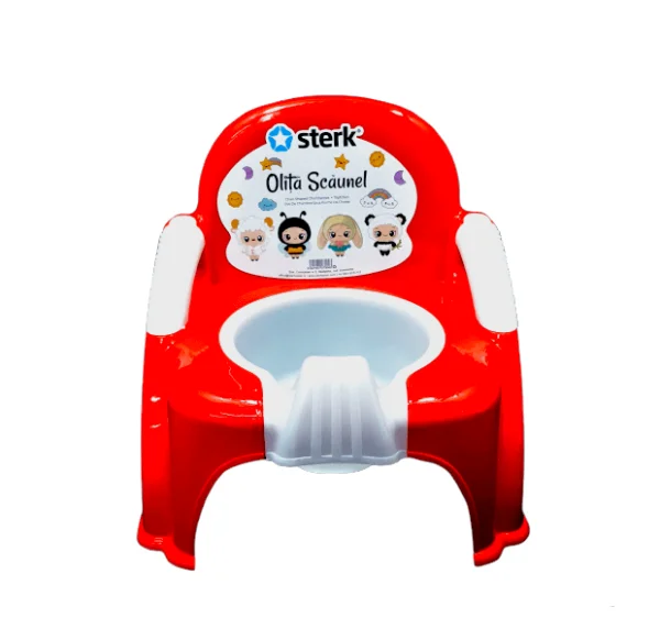 Olita tip Scaunel cu Manere si Baza Detasabila, Design Ergonomic, Marginile Rotunjite si Suprafata Netedă Dimensiuni 26.5 x 29 x 31 CM  - Culoare Rosie [4]