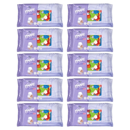 Servetele umede bebelusi - Pachet 10 x Servetele Umede Happy Alantoina & Vitamina E, 64 Bucati