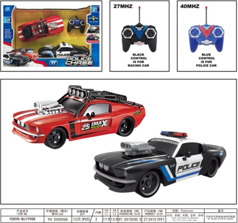 Masinute cu Radiocomanda - Pachet de 2 Mașini de Poliție și Tâlhari Radiocomandate 1:16  Speed ​​& Go Police and Robber