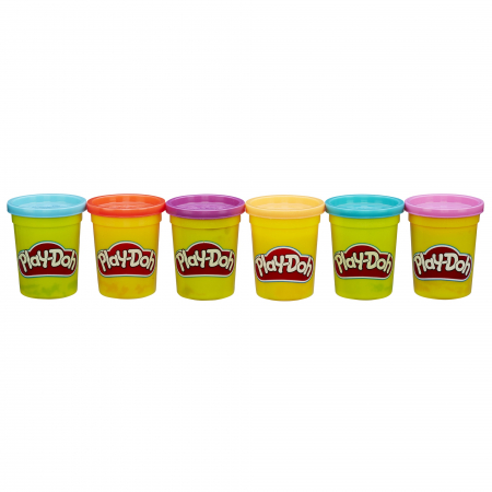 Pasta, lut si nisip modelabil - Pachet Play-Doh, 4 cutii + 2 bonus, culori neon
