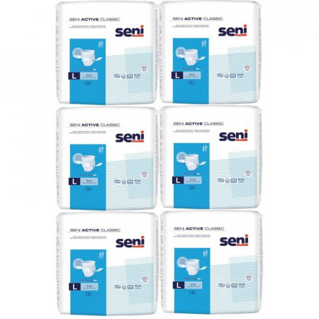 Ingrijire personala & Cosmetice - Pachet Scutece Pentru Incontinenta Seni Active Classic nr. 3 Large - L 30 buc/set x 6 seturi Tip Chilot + Servetele Economice Babyfin 72Buc/Pachet