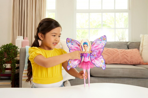 Papusa Balerina Butterfly Barbie, Danseaza si Zboara ,  Doll With 2-In-1 Transformation-  Mattel [3]