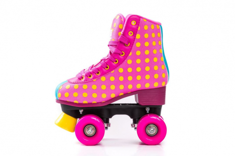 Spatii de joaca si accesorii - Patine cu Rotile  pentru  Fetite  -  Linie Moderna cu Buline,   Culoare Roz /Pink