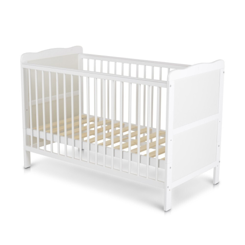 Patut 2 in1 pentru Bebelusi din Lemn Masiv de Fag   Multifunctional,   Co - Sleeper  - Transformabil in Pat Junior,  Utilizabil pana la 6-7 Ani , Dimensiune 120x60  CM - ALB [10]