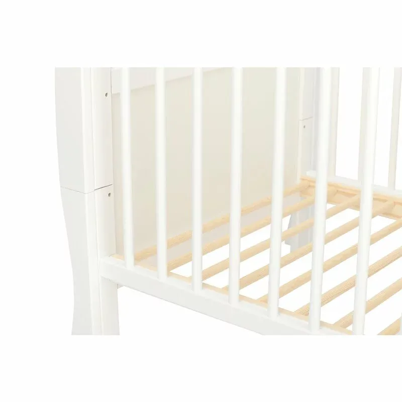 Patut din Lemn Bebe, 120x60 CM,  Sina speciala pentru dentitie, Multifunctional, EN716-1, EN716-2, Alb, Qmini, Julia [11]