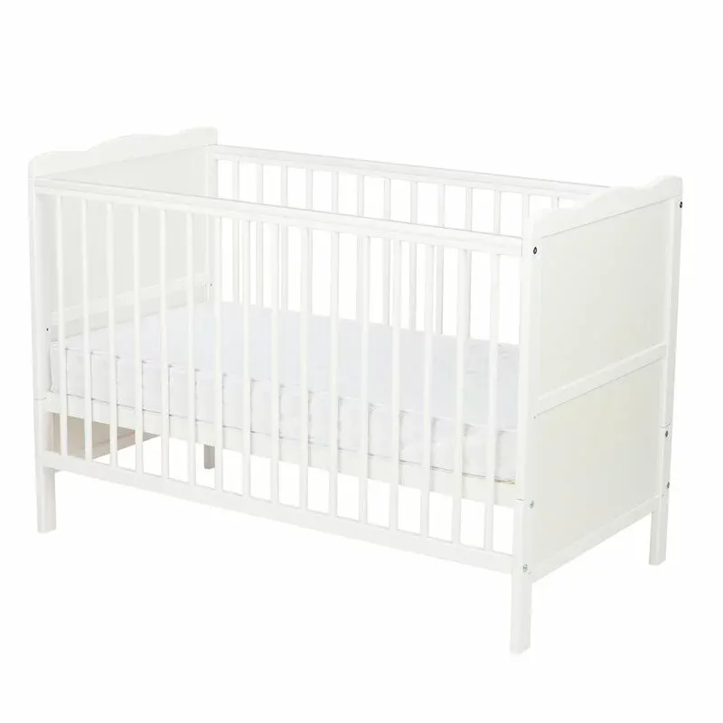 Patut din Lemn Bebe, 120x60 CM,  Sina speciala pentru dentitie, Multifunctional, EN716-1, EN716-2, Alb, Qmini, Julia [7]