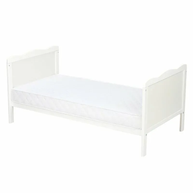 Patut din Lemn Bebe, 120x60 CM,  Sina speciala pentru dentitie, Multifunctional, EN716-1, EN716-2, Alb, Qmini, Julia [9]