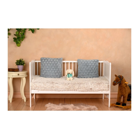 Patut din Lemn din Lemn Masiv de Fag -  Co - Sleeper  Multifunctional - Transformabil in Pat Junior Utilizabil pana la 6-7 Ani , Dimensiune 120x60  CM - ALB [7]