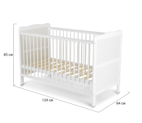 Patut  pentru Bebelusi din Lemn Masiv de Fag -  Co - Sleeper  Multifunctional - Transformabil in Pat Junior Utilizabil pana la 6-7 Ani , Dimensiune 120x60  CM - ALB [8]