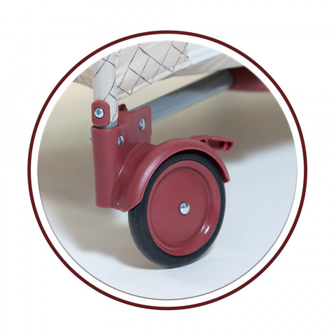 Patut / Tarc de Joaca, Pliant 2 in 1 pentru Bebelusi si Copii Voiaj Sleepy Baby, 2 Nivele, Intrare Laterala, Portabil, Etaj Intermediar Nou-Nascuti, Masuta de Infasat, Geanta Transport -Grena /Bej [6]