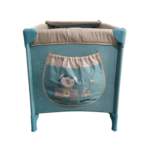 Patut / Tarc de Joaca Pliant Voiaj 2 in 1 pentru Bebelusi si Copii  Sleepy Baby, 2 Nivele, Intrare Laterala, Portabil, Etaj Intermediar Nou-Nascuti, Masuta de Infasat, Salteluta, Geanta Transport - Turcoaz [4]