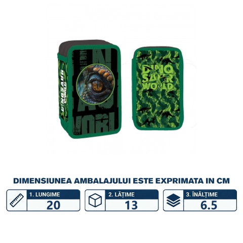 Penar Echipat  pentru Baieti  S.COOL YOLLO , 3 x Fermoare si 38 Piese -  Dinosaur World [2]