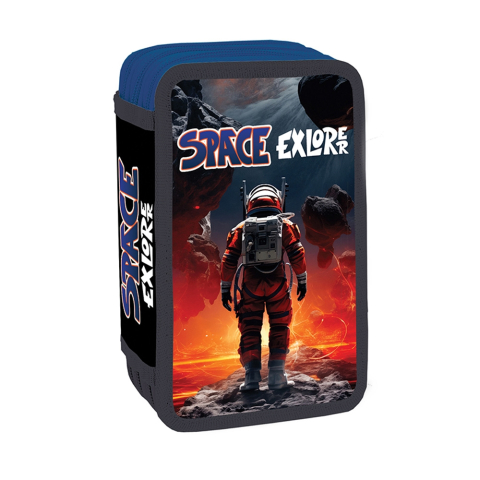 Penar Scolar Echipat pentru Baieti, Space Explore, 3 Compartimente cu Fermoar, Albastru Inchis [1]