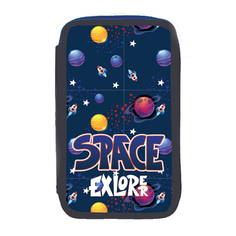 Penar Scolar Echipat pentru Baieti, Space Explore, 3 Compartimente cu Fermoar, Albastru Inchis [2]