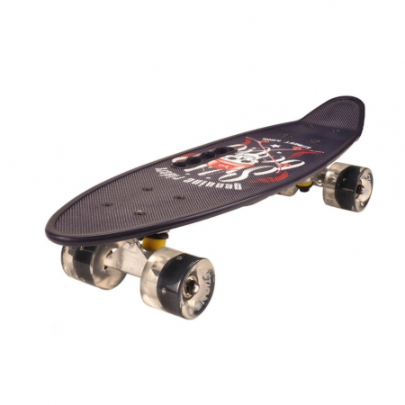 Skateboard - Penny board portabil cu roti luminoase, ABEC-7, Street King, violet inchis, eduBEBE, M9-4B
