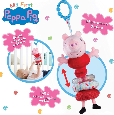 Jucarii zornaitoare - Peppa Pig -  Prima mea Jucărie de Pluș Interactiva -  Jucărie pentru Bebeluși,  Dezvoltarea timpurie a Jocului,  prindere la Cărucior , Pătuț  sau Scaun Auto