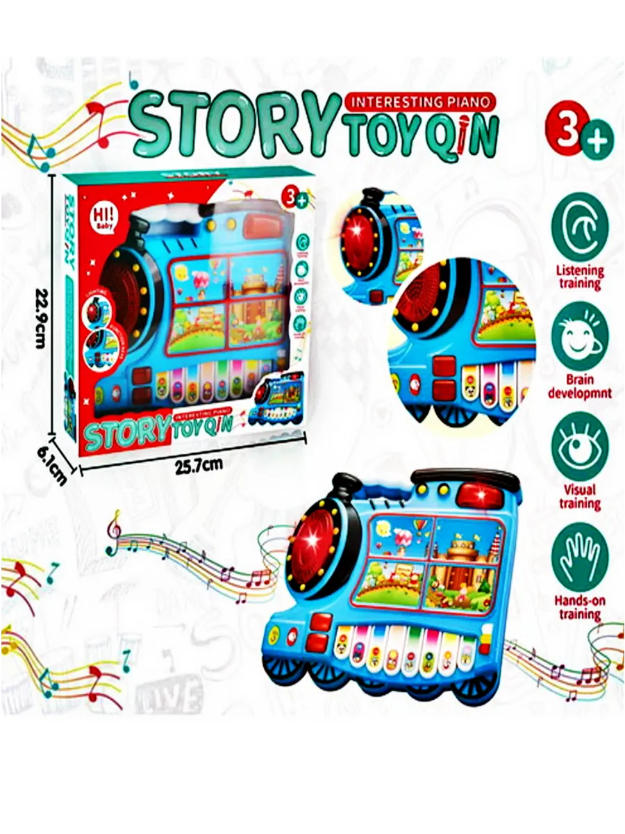 Centre de activitati - Pianina de Jucărie pentru Bebelusi -  Trenuletul Muzical Tomas cu Activitati  in Limba Engleza