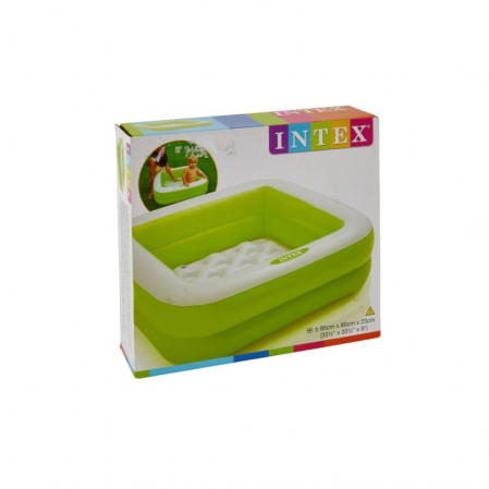 Piscine copii - Piscina cu baza gonflabila pentru copii, Vinil, Patrata, Verde, 85 cm