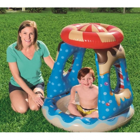 Piscina gonflabila copii tip spatiu de joaca pentru curte si gradina, cu acoperis protectie soare, 90x90 cm, multicolor [1]