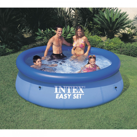 Piscina gonflabila Family rotunda Intex Easy, 244 x 61 cm, Pompa Cadou Intex DoubleDuck 36cm [1]