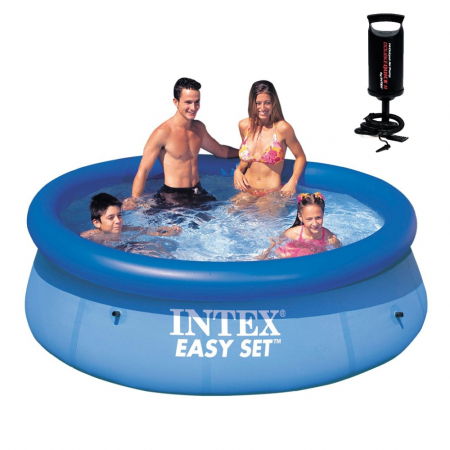 Mobila gradina & terasa - Piscina gonflabila Family rotunda Intex Easy, 244 x 61 cm, Pompa Cadou Intex DoubleDuck 36cm