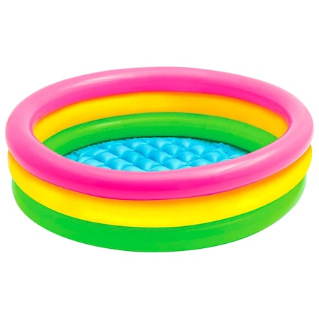 Piscine copii - Piscina gonflabila, rotunda, 86 x 25 cm, Verde foret/Galben/Roz