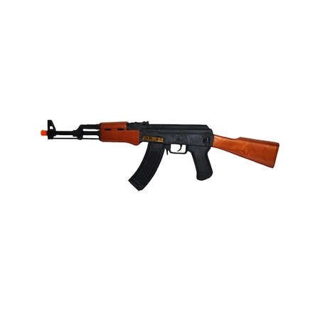 Arme de jucarie - Pistol mitraliera AK47 cu baterii , sunete si lumini , 42 cm, Negru/Maro , 3 ani +
