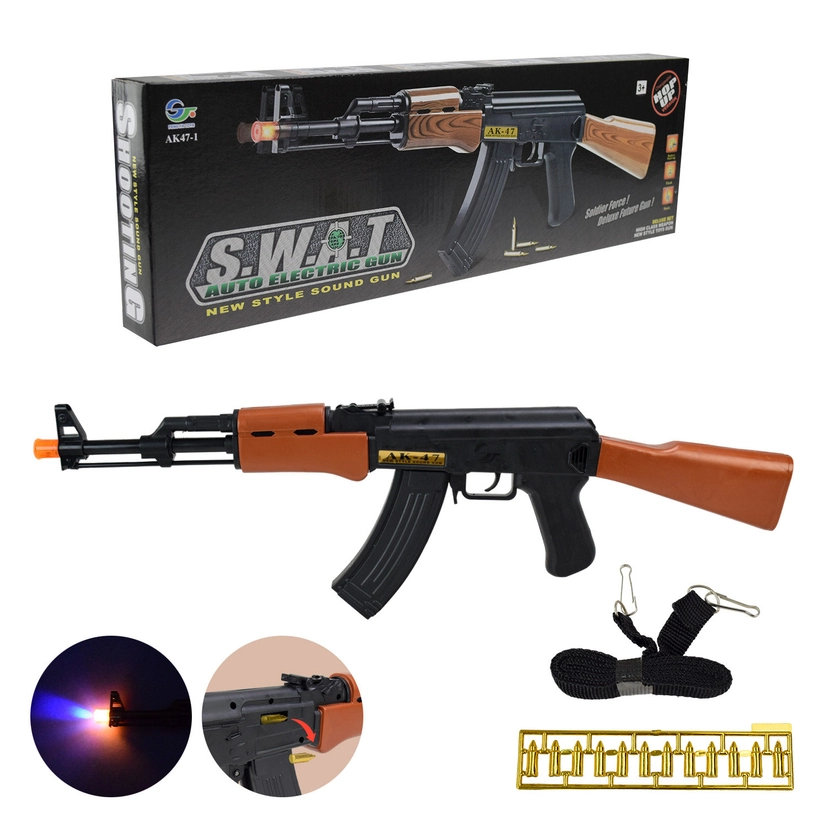 Jucarii & jocuri - Pistol Mitraliera Asalt de Jucarie AK-47 ,  Lumini si Sunete Realistice, 47x15x 4,5 cm