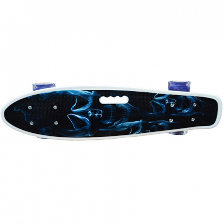 Placa skateboard, pennyboard cu roti silicon, LED, maner transport, 55 cm, Bleumarin [1]