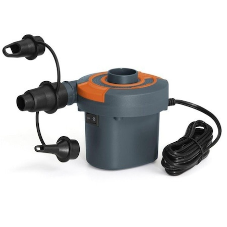 Sport & Activitati in aer liber - Pompa aer pentru produse gonflabile, confectionata din PVC, electrica 12V AC/DC, Bestway 62142 si 3 adaptoare