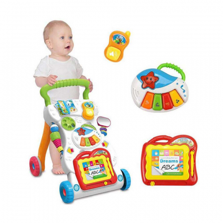 Carucioare si articole transport - Premergator Carucior Baby Walker AKU Multifunctional, Muzica si lumini Jucarie pentru copii Baby AK6356