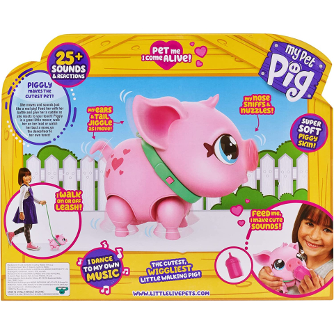 Jucarii interactive - Purcelus Interactiv Lucky The Piggy  cu 25 Sunete si Reactii  Amuzante,  Live Pets My Pets Piggly - Giochi Preziosi