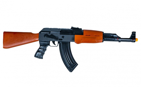 Pusca de Jucarie pentru Copii - AK47 cu Lumini si Sunete, Aspect Realistic, 62 cm, Maro/Negru [1]