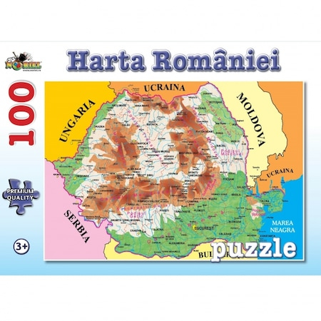 Puzzle - Puzzle 100 piese Harta Romaniei