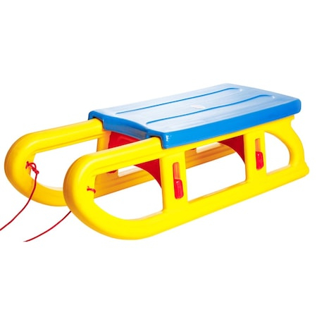 Sport & Activitati in aer liber - Sanie  de Plastic Mare , Rezistenta si Usoara ,   Recomandata pentru 2 Copii , Dimensiune  90x34x27cm,  Galben cu Albastru