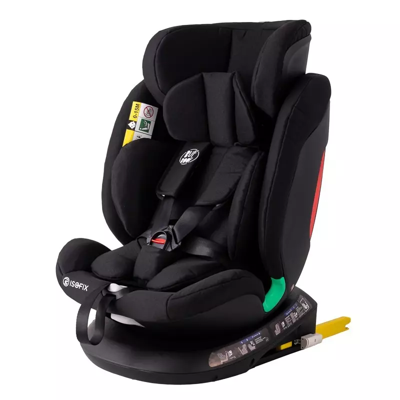 Scaun Auto Rotativ 360 Grade Easy Turn cu Pozitie de Somn si  Sistem Isofix  Omologat ISize R129 , Top Tether, Tetiera Reglabila  -  40-150 CM sau 0-12 ANI  - Diamond Black [2]